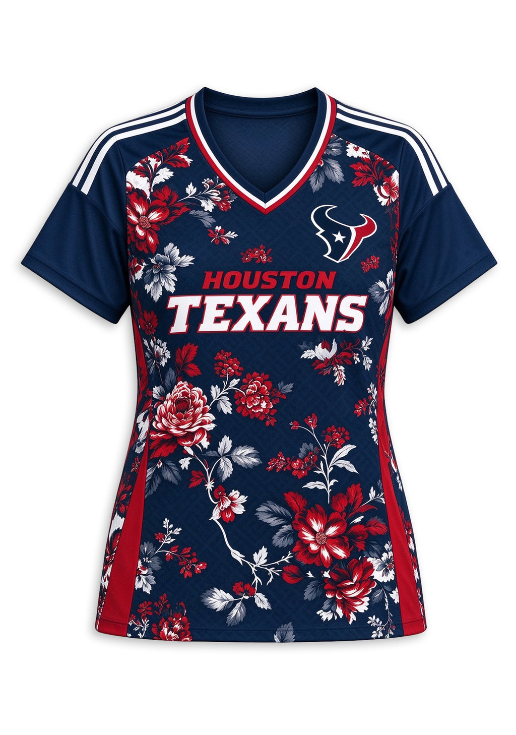 Women's Houston Texans Floral V-Neck T Shirt