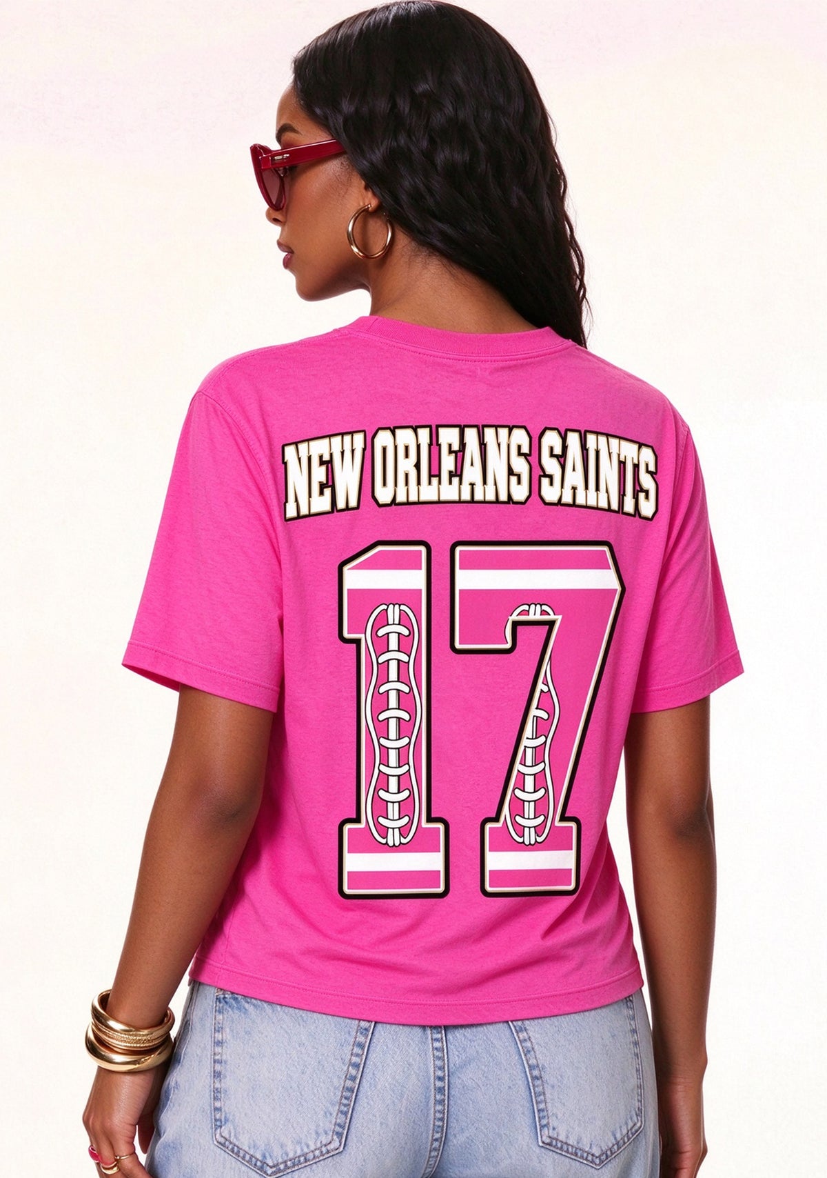 New Orleans Saints Pink Out Tackle Breast Cancer Awareness V-Neck T-Shirt