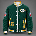 Unisex Green Bay Packers Logo Printed Varsity Jacket