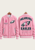 Philadelphia Eagles Breast Cancer Awareness Pink Ribbon Varsity Jacket