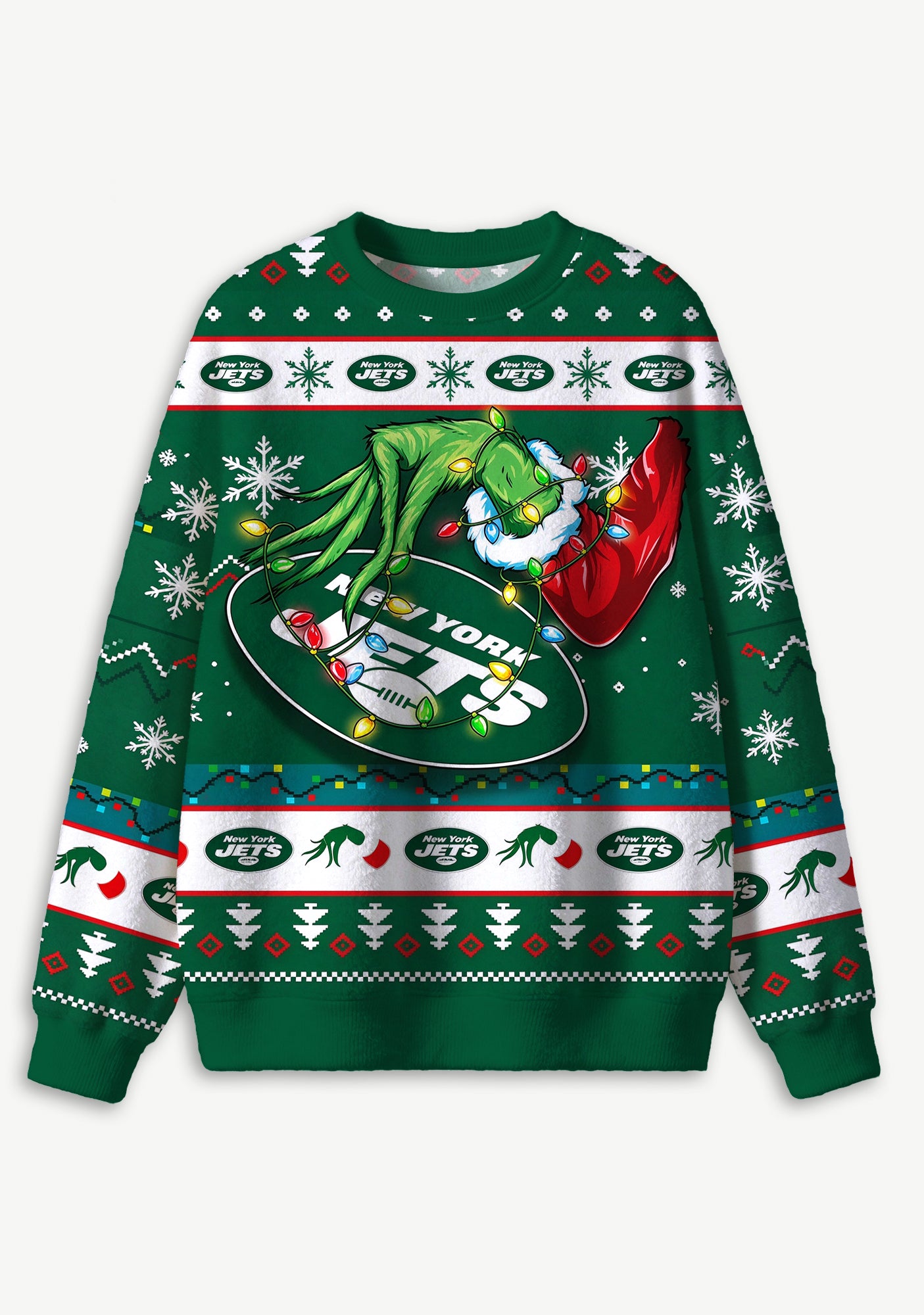 Grinch New York Jets Logo Ugly Christmas Sweatshirt Secondary image