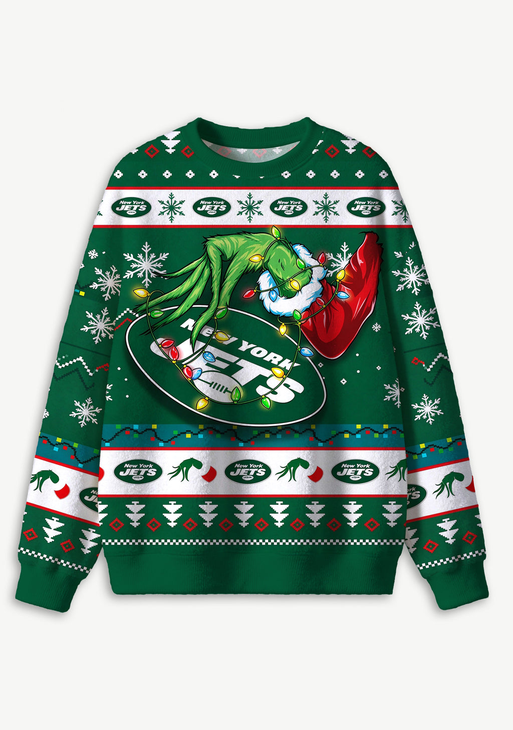 Grinch New York Jets Logo Ugly Christmas Sweatshirt