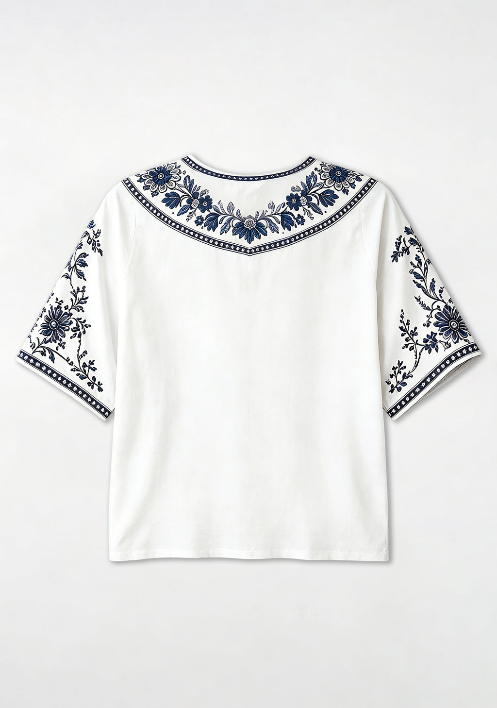 Boho Navy Floral Dallas Cowboys V-Neck Blouse