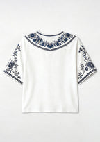 Boho Navy Floral Dallas Cowboys V-Neck Blouse