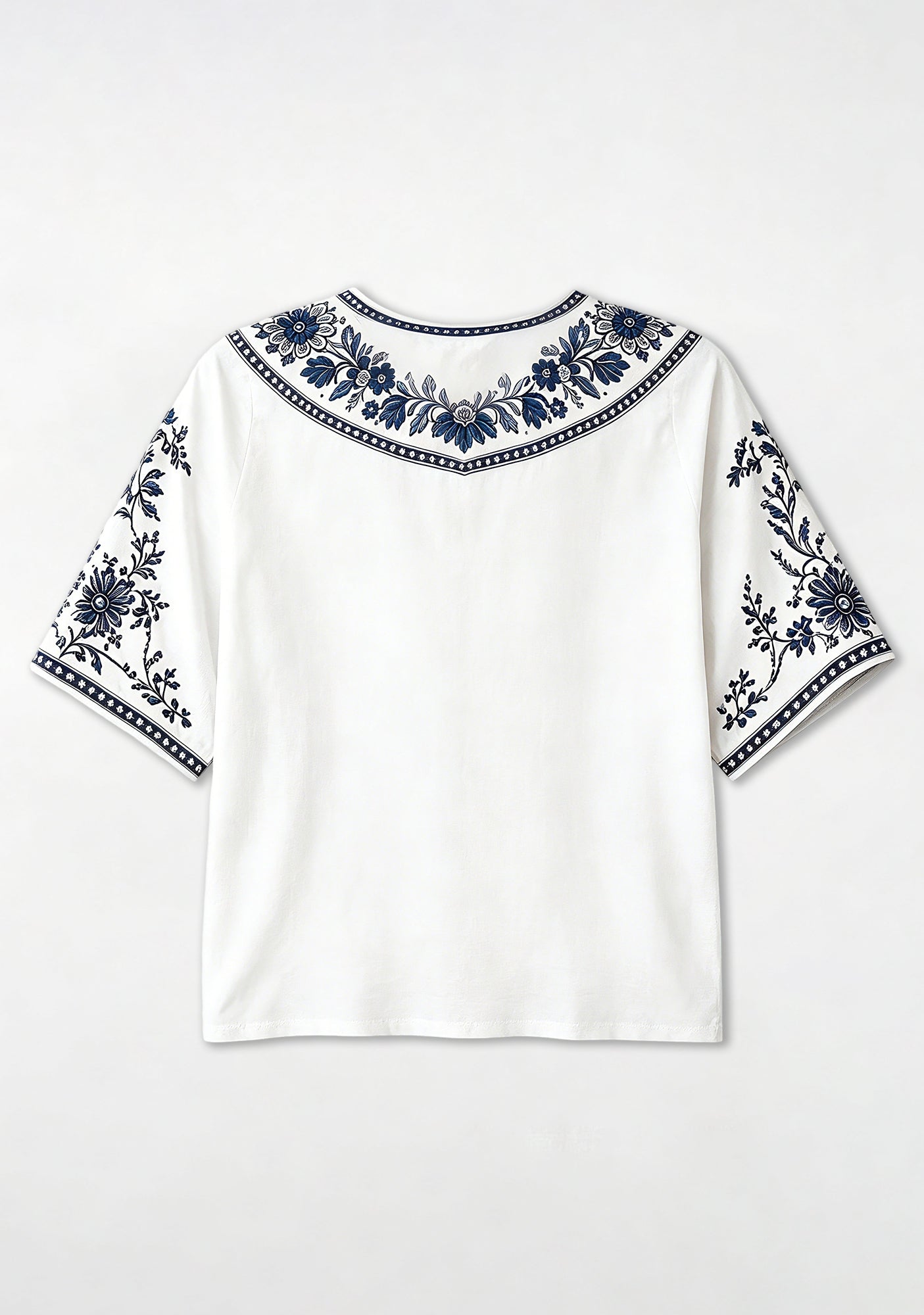 Boho Navy Floral Dallas Cowboys V-Neck Blouse