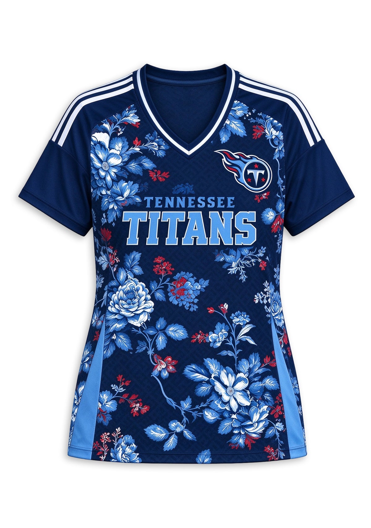 Women's Tennessee Titans Floral V-Neck T Shirt