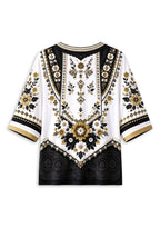 Women’s New Orleans Saints Boho Floral V-Neck 3/4 Sleeve Shirt
