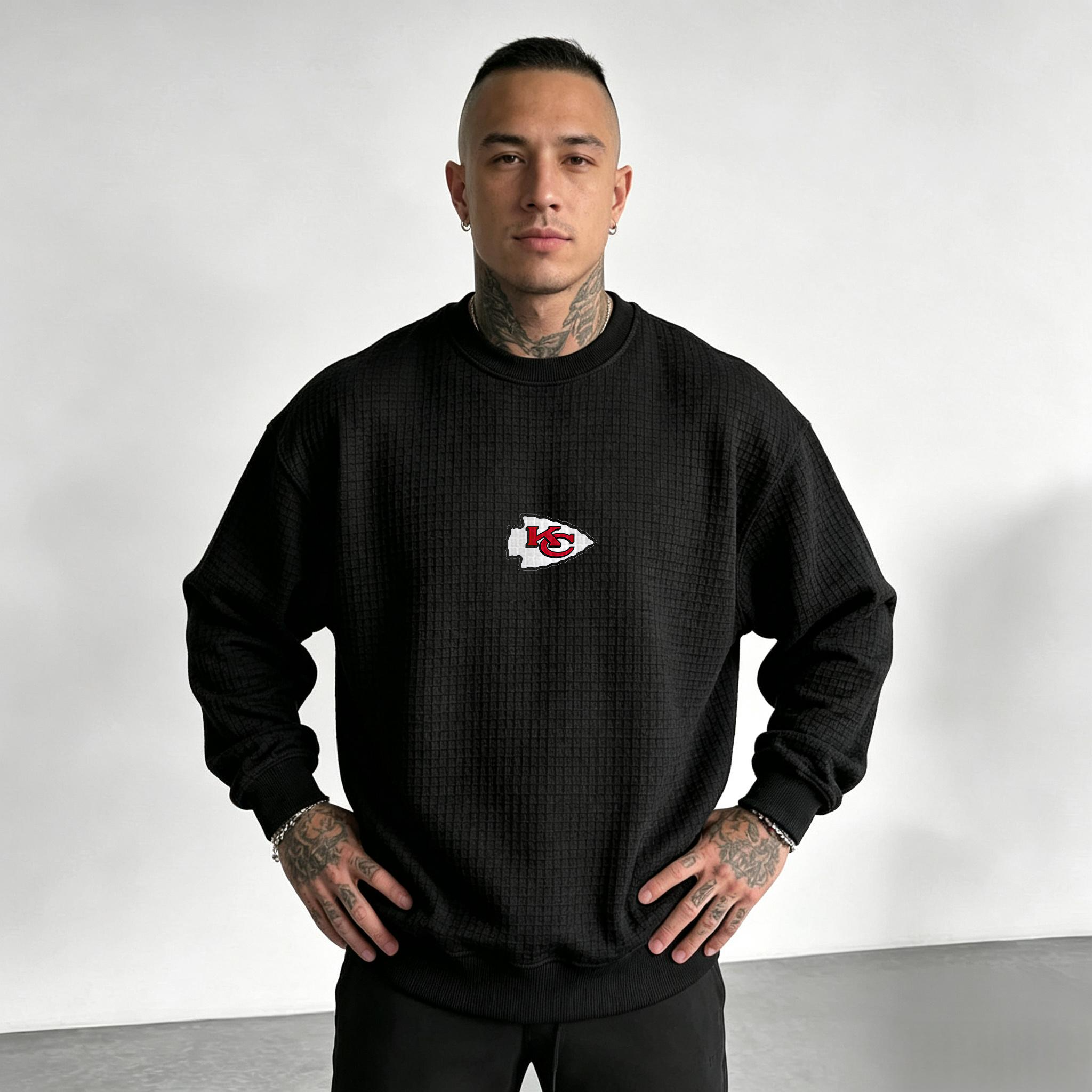 Kansas City Chiefs Helmet Waffle Knit Crewneck Sweatshirt Secondary image