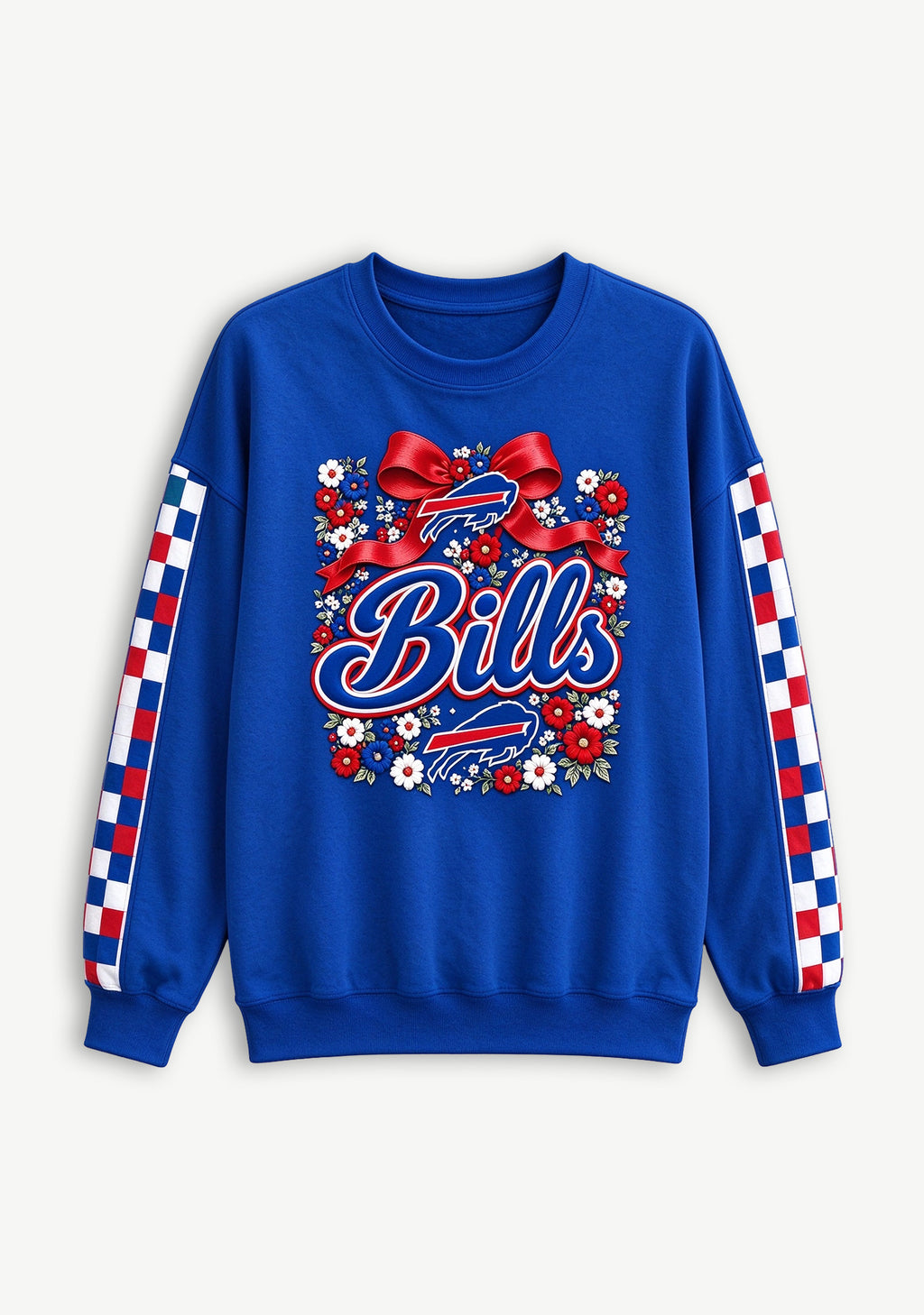 Women's Buffalo Bills Floral Bow Crewneck Sweatshirt
