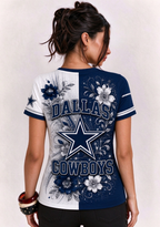 Women Dallas Cowboys Floral Henley T-Shirt