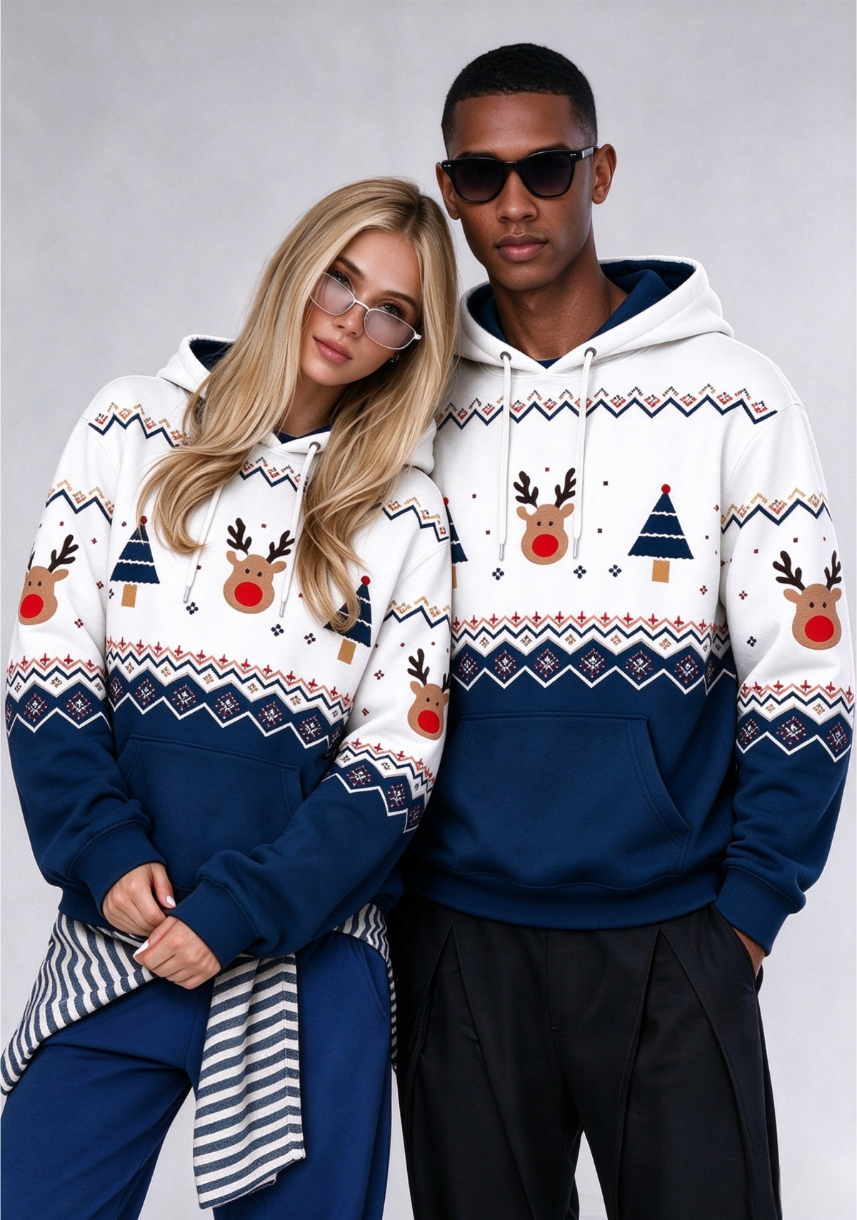 New England Patriots Christmas Fair Isle Print Couple Hoodie