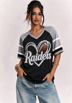 Women  Las Vegas Raiders Heart Graphic V-Neck Fan T-Shirt