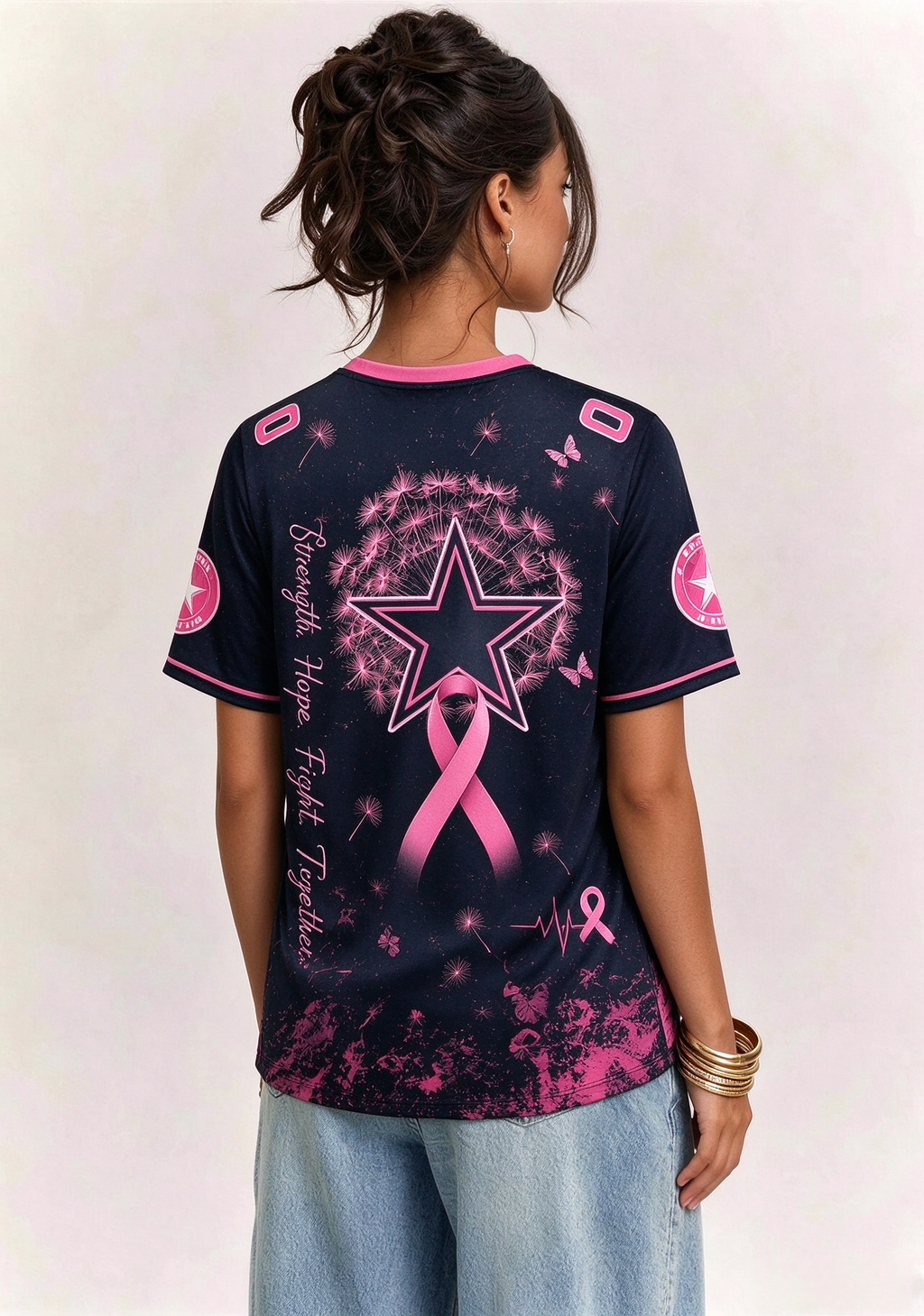 Dallas Cowboys Breast Cancer Awareness Dandelion V-Neck T-Shirt