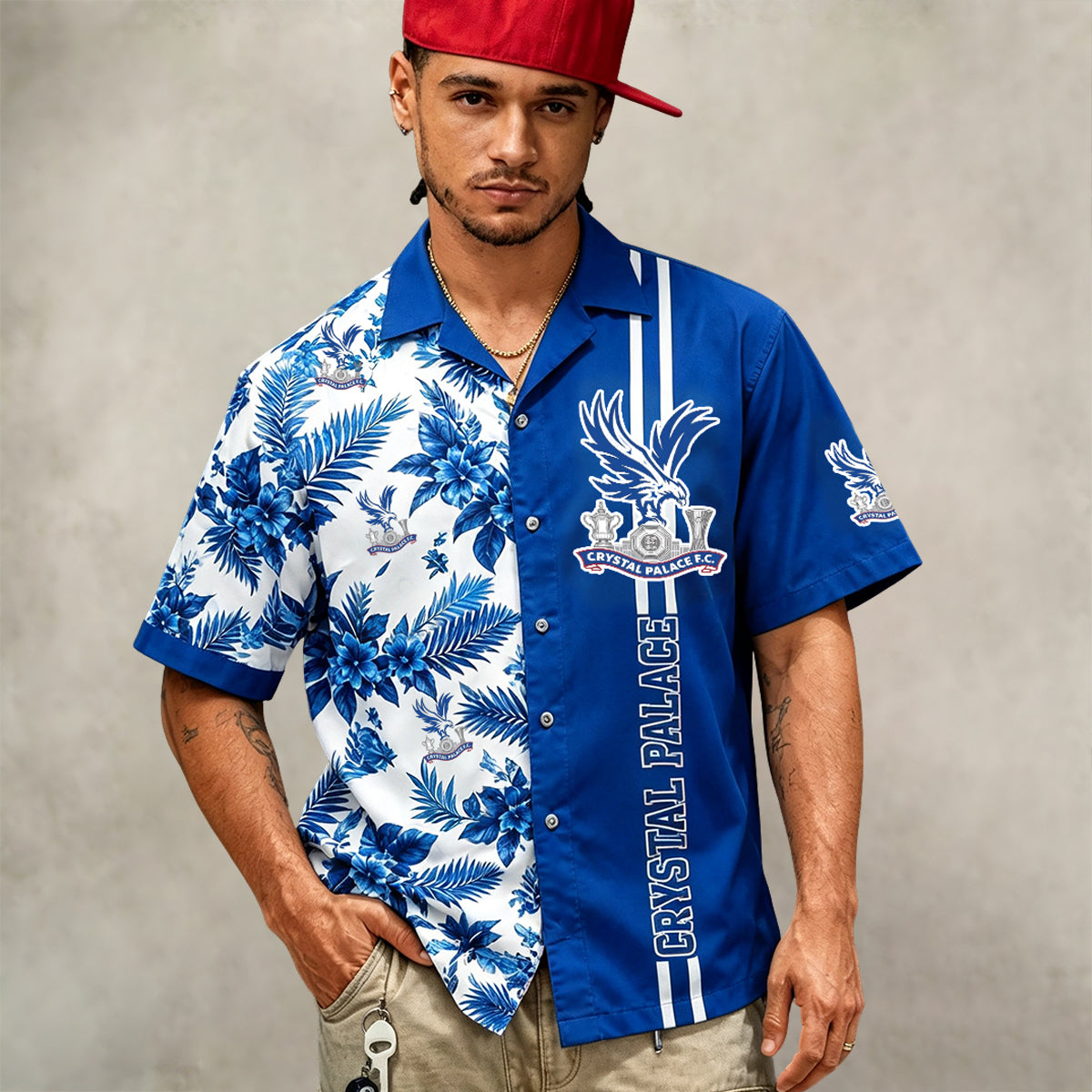 Crystal Palace FC Half‑Split Hawaiian Shirt For Fan Main image