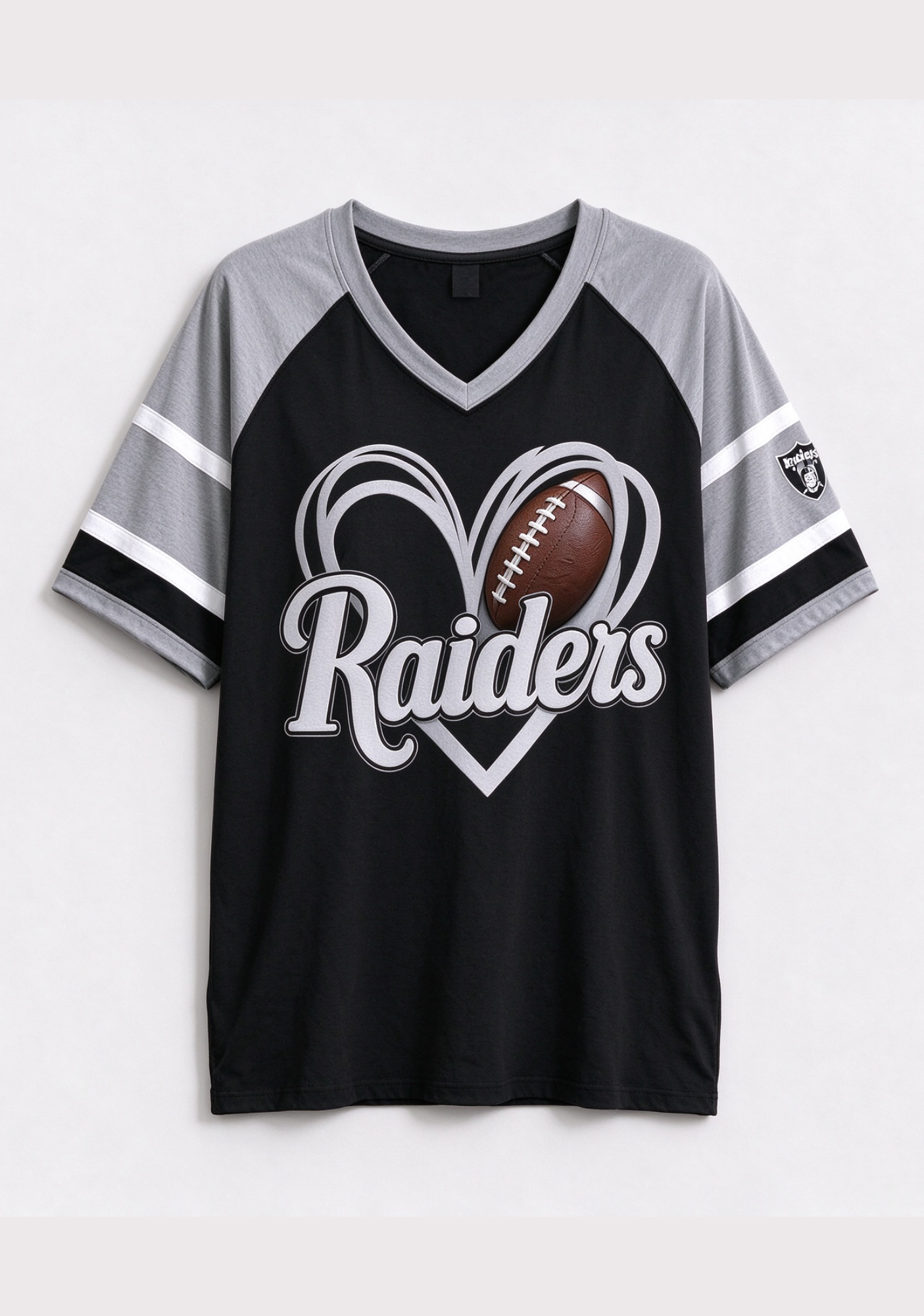 Women  Las Vegas Raiders Heart Graphic V-Neck Fan T-Shirt Secondary image