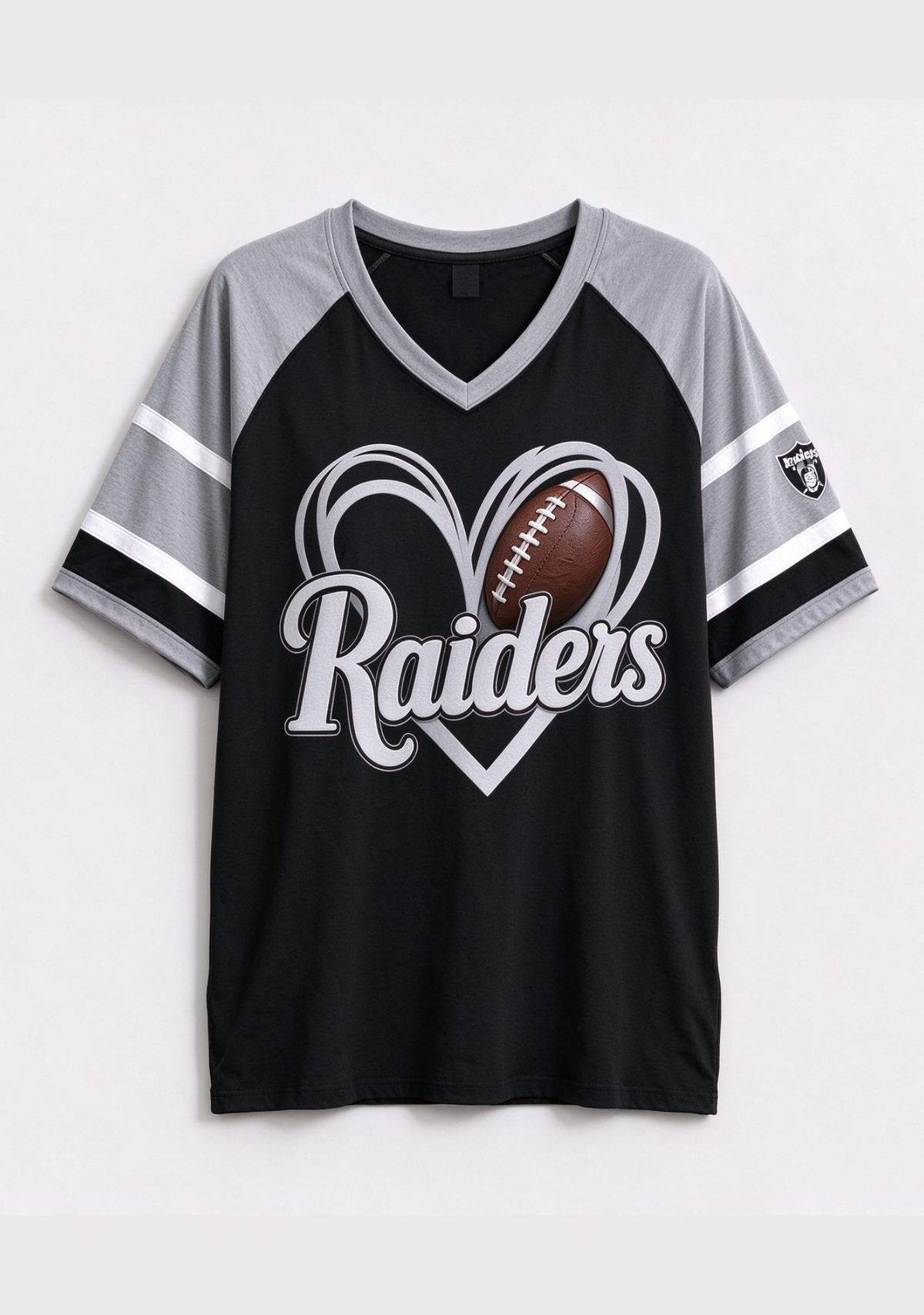 Women  Las Vegas Raiders Heart Graphic V-Neck Fan T-Shirt