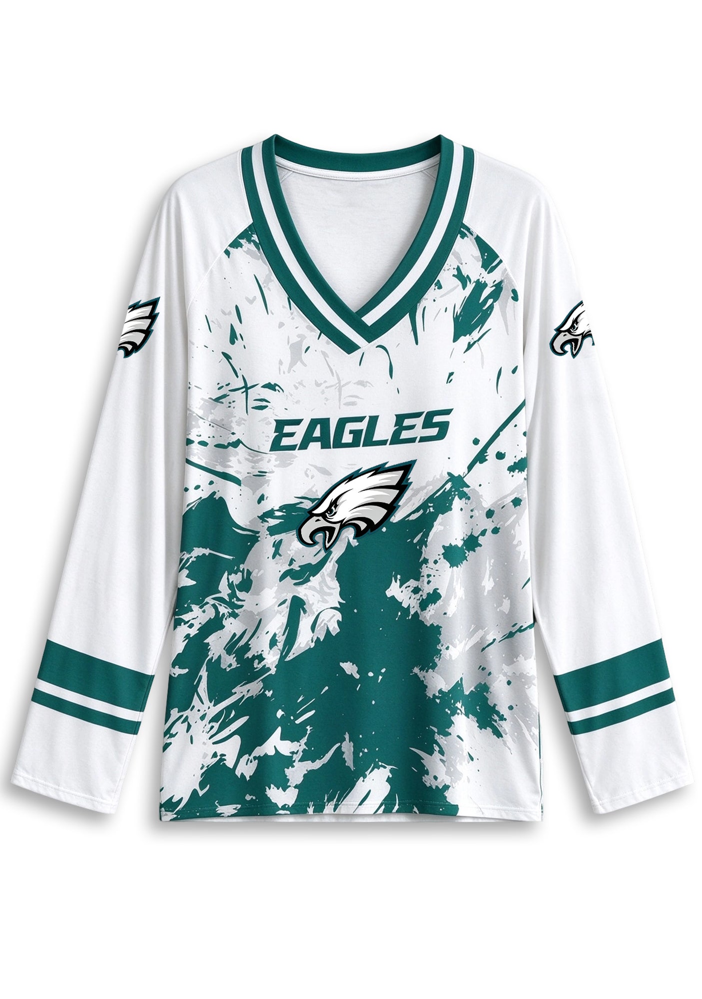 Women's Philadelphia Eagles Graphic V Neck Long Sleeve Shirt Secondary image
