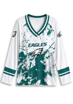 Women's Philadelphia Eagles Graphic V Neck Long Sleeve Shirt