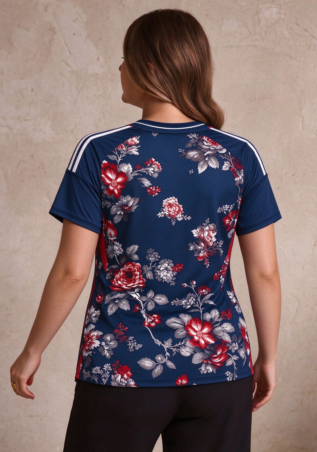 Women's New England Patriots Floral V-Neck T Shirt