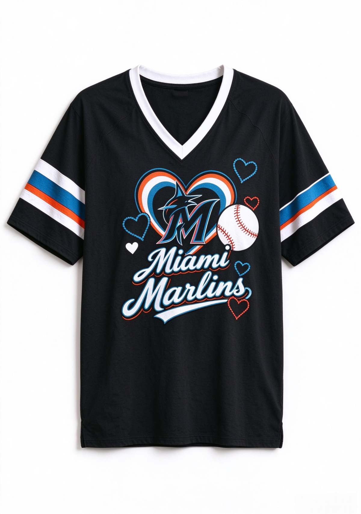 Women Miami Marlins Baseball Graphic V-Neck T-Shirt