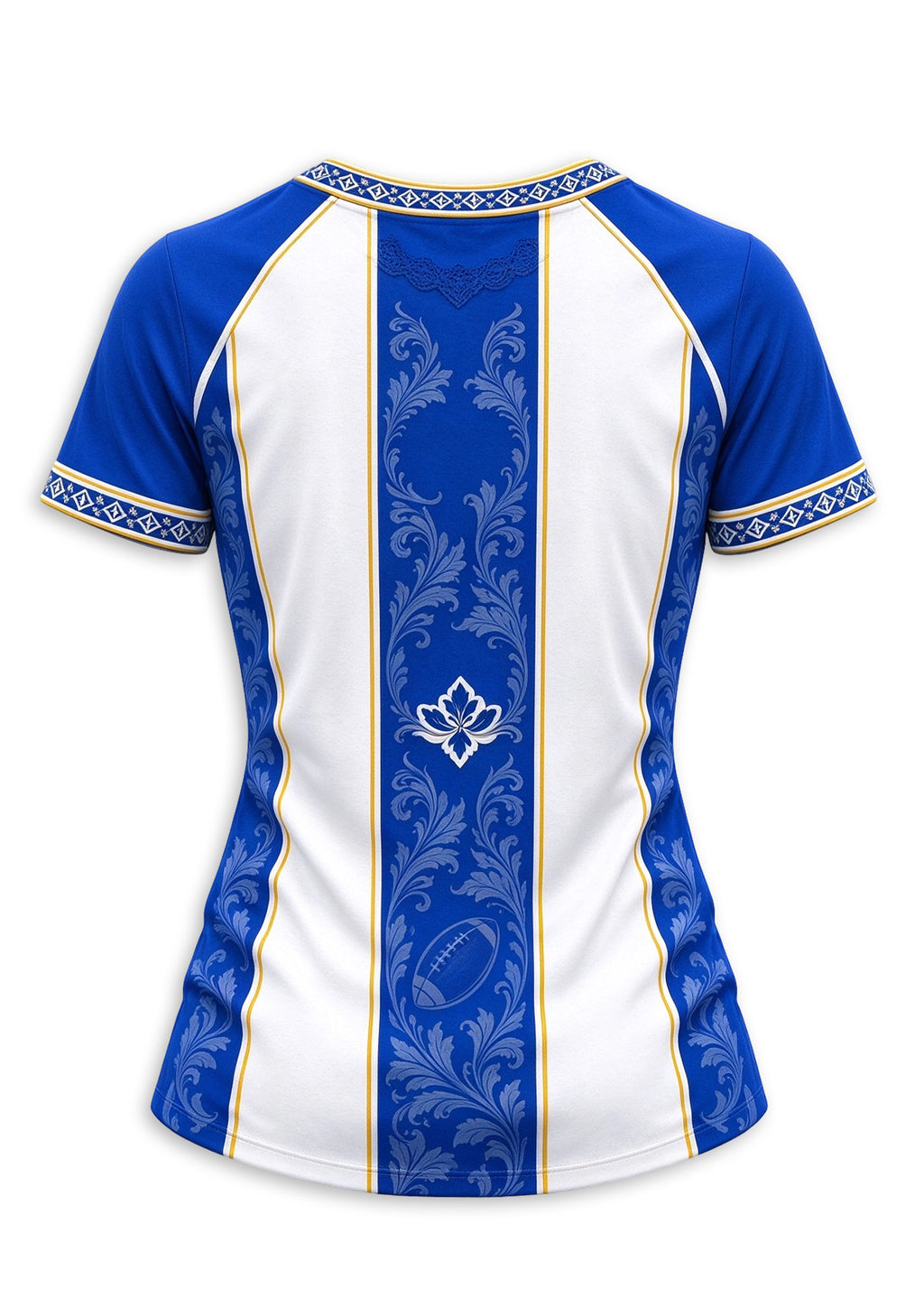 Women's Los Angeles Rams Floral Baroque Striped V-Neck T-Shirt