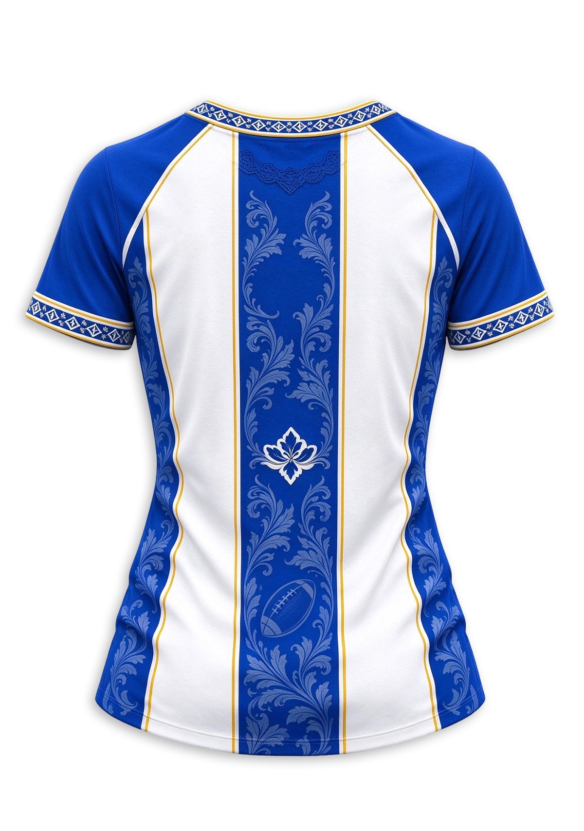 Women's Los Angeles Rams Floral Baroque Striped V-Neck T-Shirt