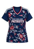 Women's New England Patriots Floral V-Neck T Shirt