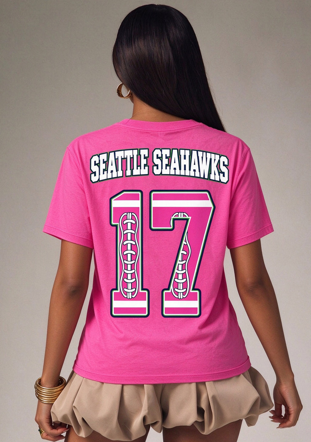 Seattle Seahawks Pink Out Tackle Breast Cancer Awareness V-Neck T-Shirt