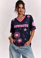 Dallas Cowboys Breast Cancer Awareness Dandelion V-Neck T-Shirt