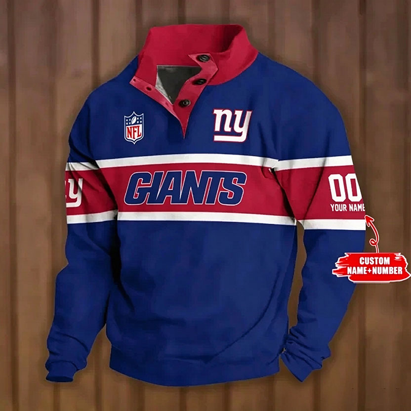 Men's New York Giants Button Mock Neck Sweatshirt