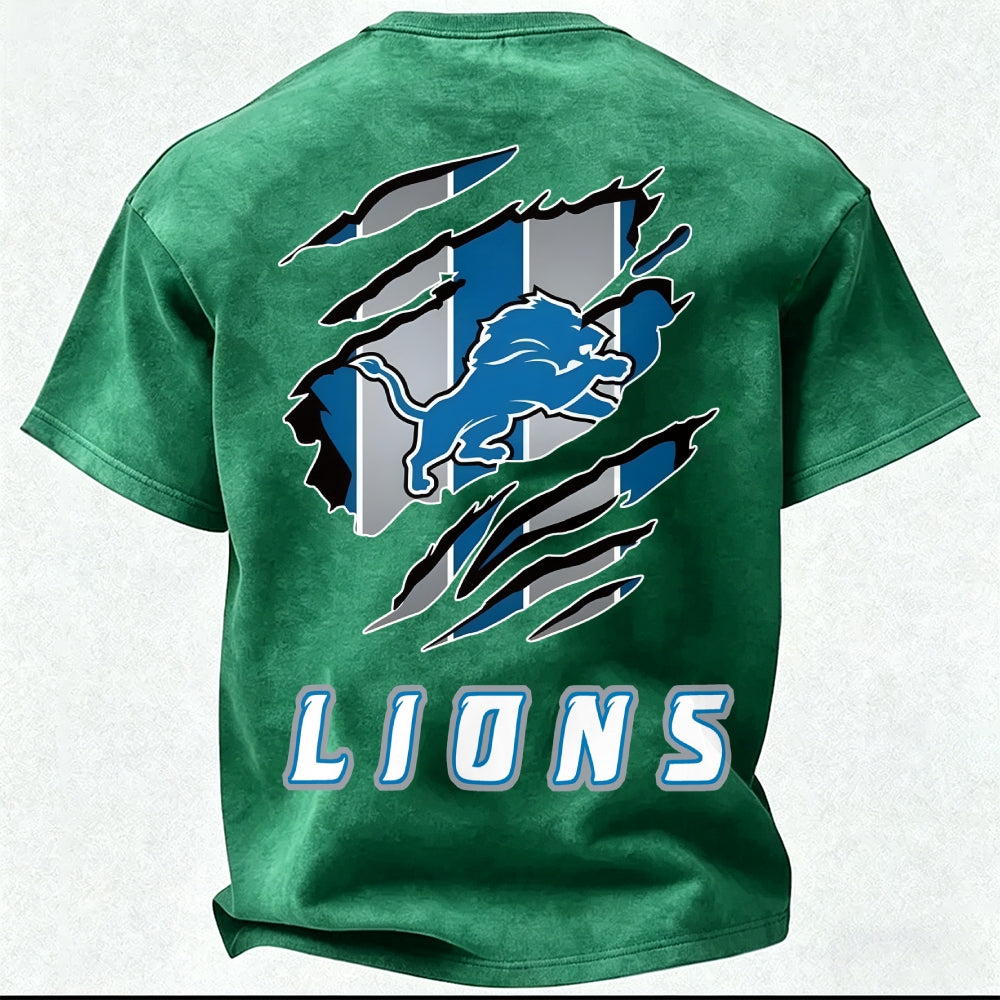 Detroit Lions Printed Unisex 100% Pure Cotton Washed T-Shirt