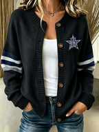 Women'S Casual Football Plant Knitted Cardigan Top