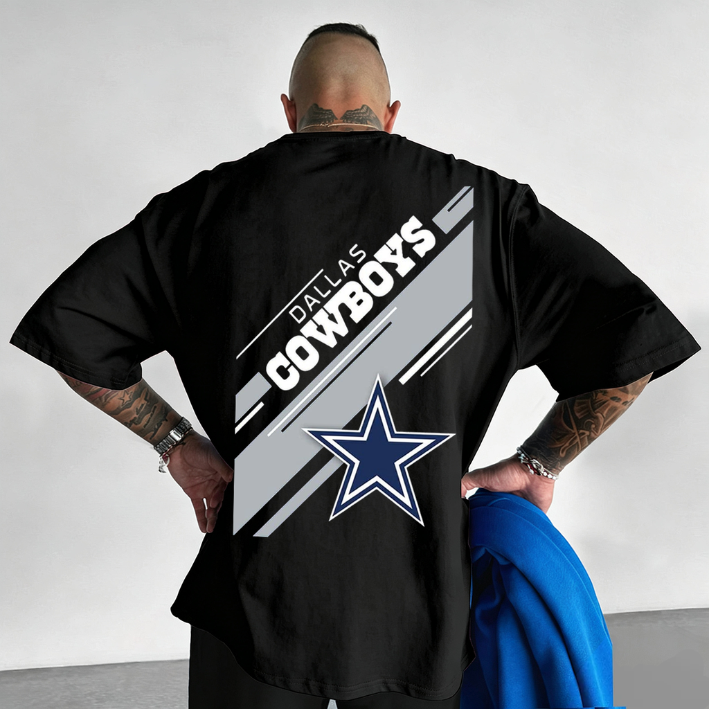 Dallas Cowboys Diagonal Stripe Star Logo Printed T-Shirt