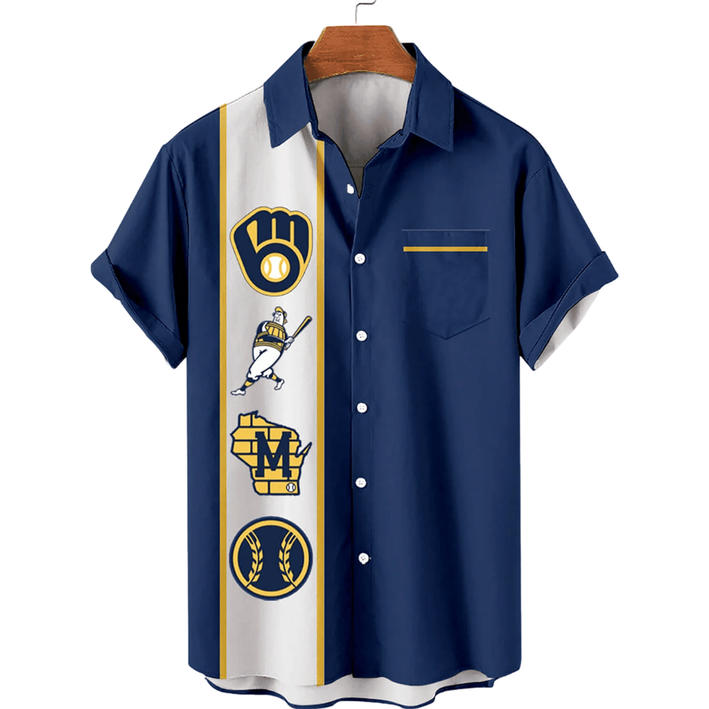 Milwaukee Brewers Heritage Vertical Split Hawaiian Shirt Main image