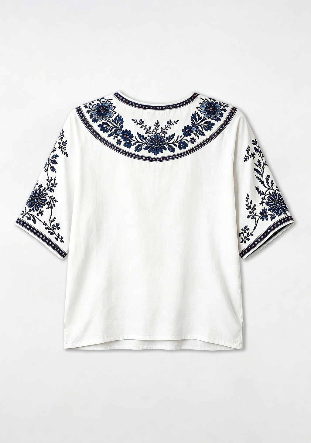 Boho Navy Floral Tennessee Titans V-Neck Blouse