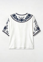 Boho Navy Floral Tennessee Titans V-Neck Blouse
