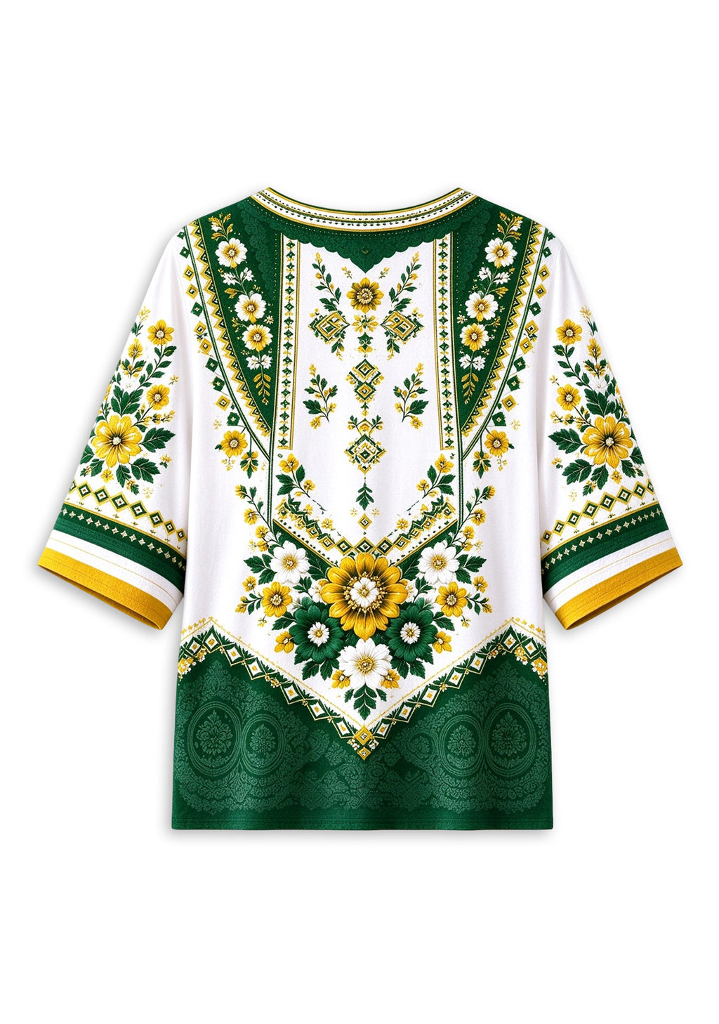 Women’s Green Bay Packers Boho Floral V-Neck 3/4 Sleeve Shirt