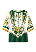 Women’s Green Bay Packers Boho Floral V-Neck 3/4 Sleeve Shirt