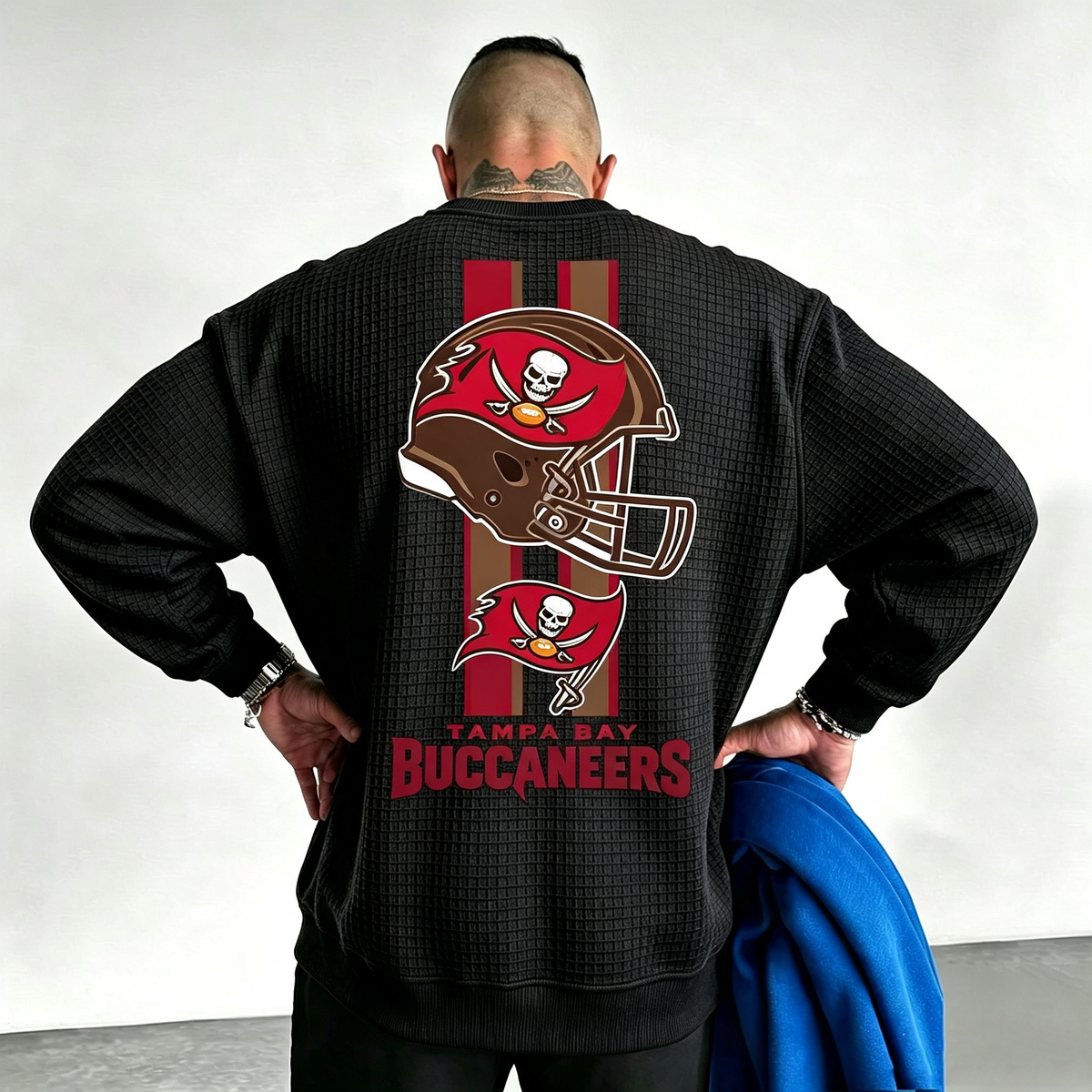Tampa Bay Buccaneers Helmet Waffle Knit Crewneck Sweatshirt Main image
