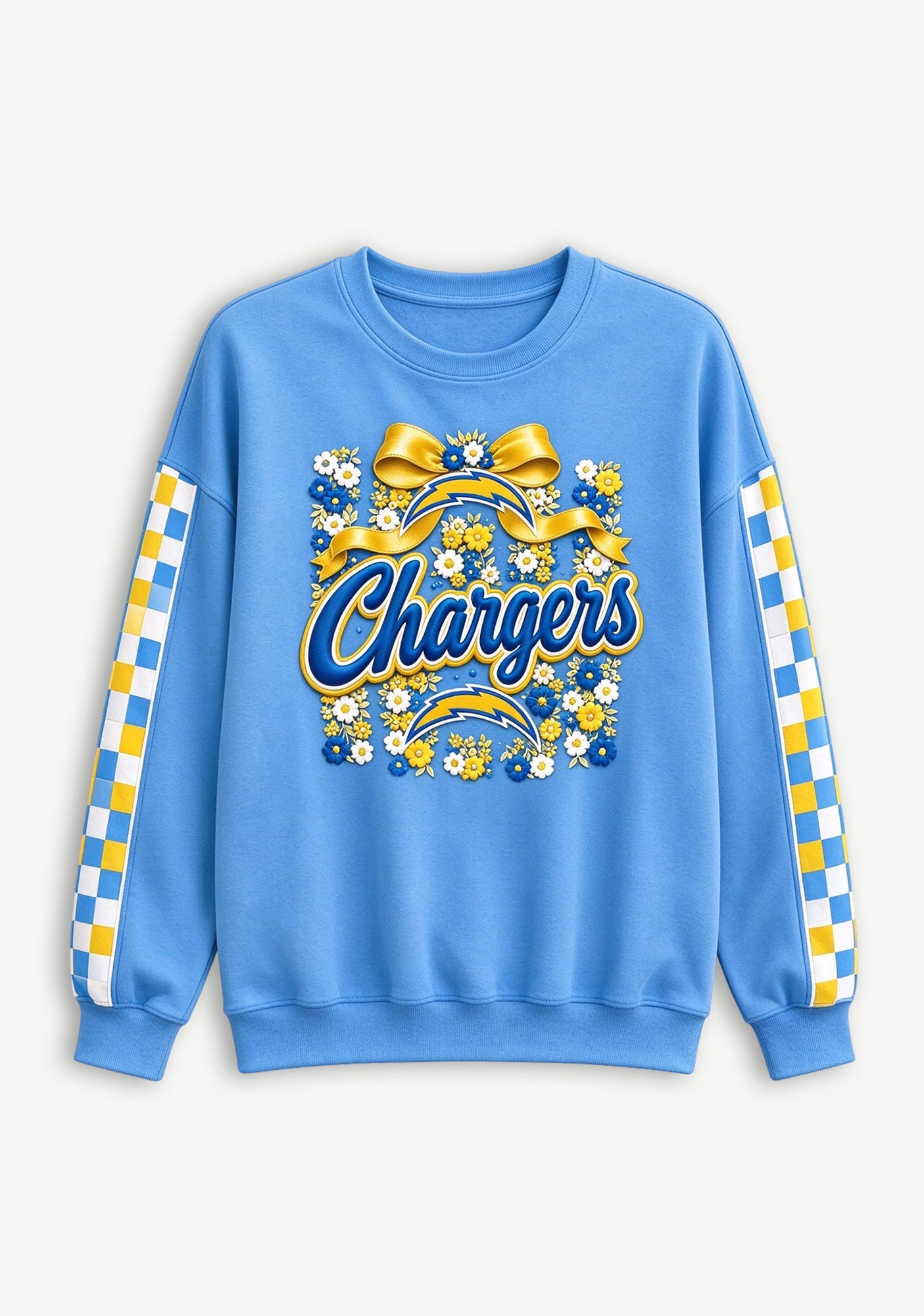 Women's Los Angeles Chargers Floral Bow Crewneck Sweatshirt Secondary image