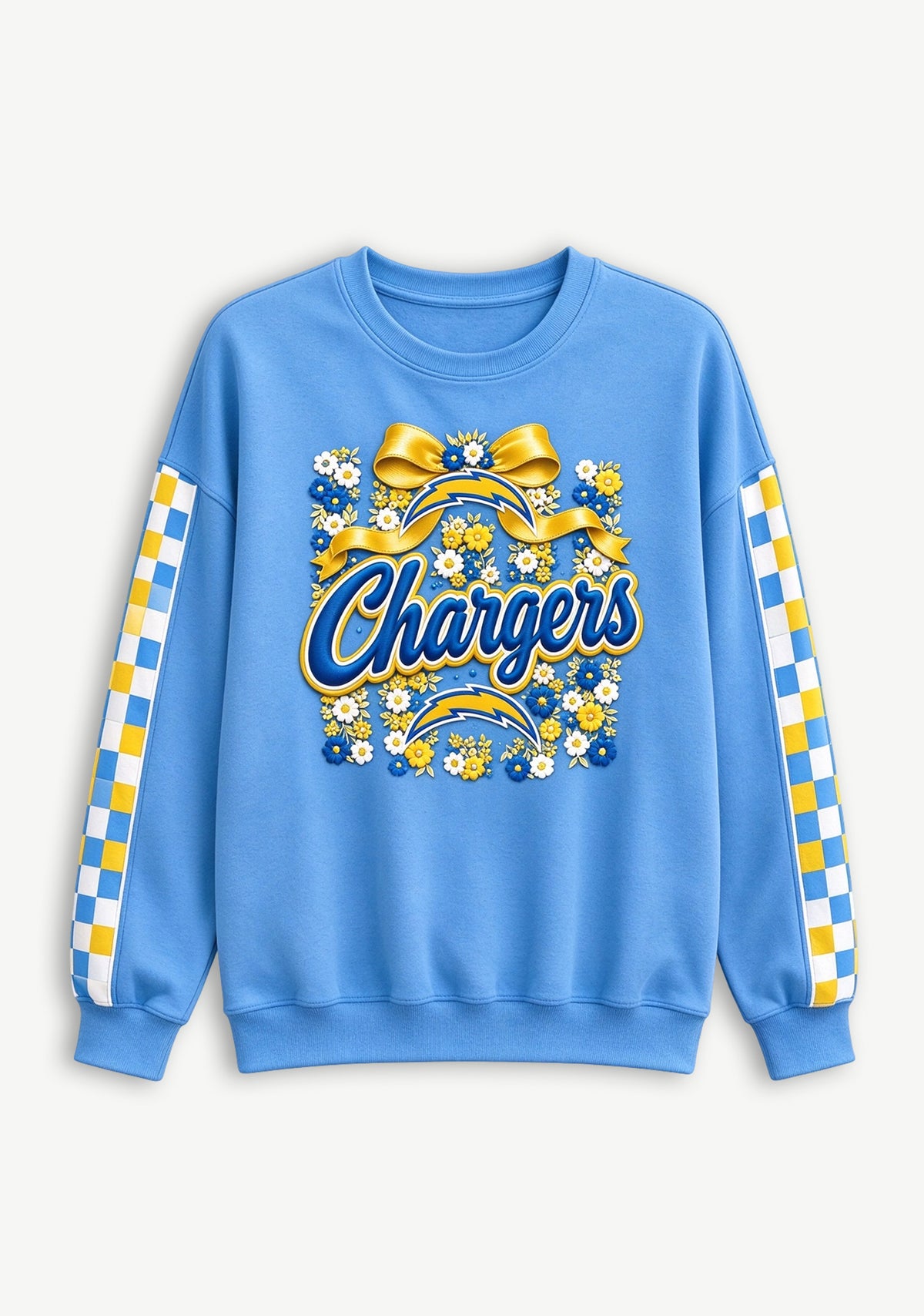 Women's Los Angeles Chargers Floral Bow Crewneck Sweatshirt