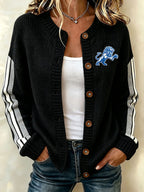 Women'S Football Printed Knitted Cardigan