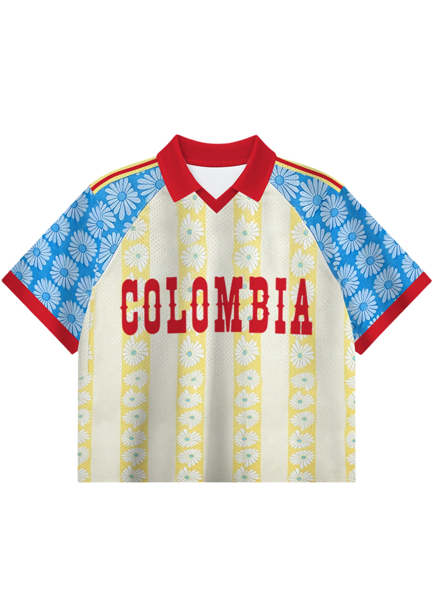 Colombia-Inspired Daisy Cropped Collared Soccer Jersey Secondary image