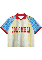 Colombia-Inspired Daisy Cropped Collared Soccer Jersey