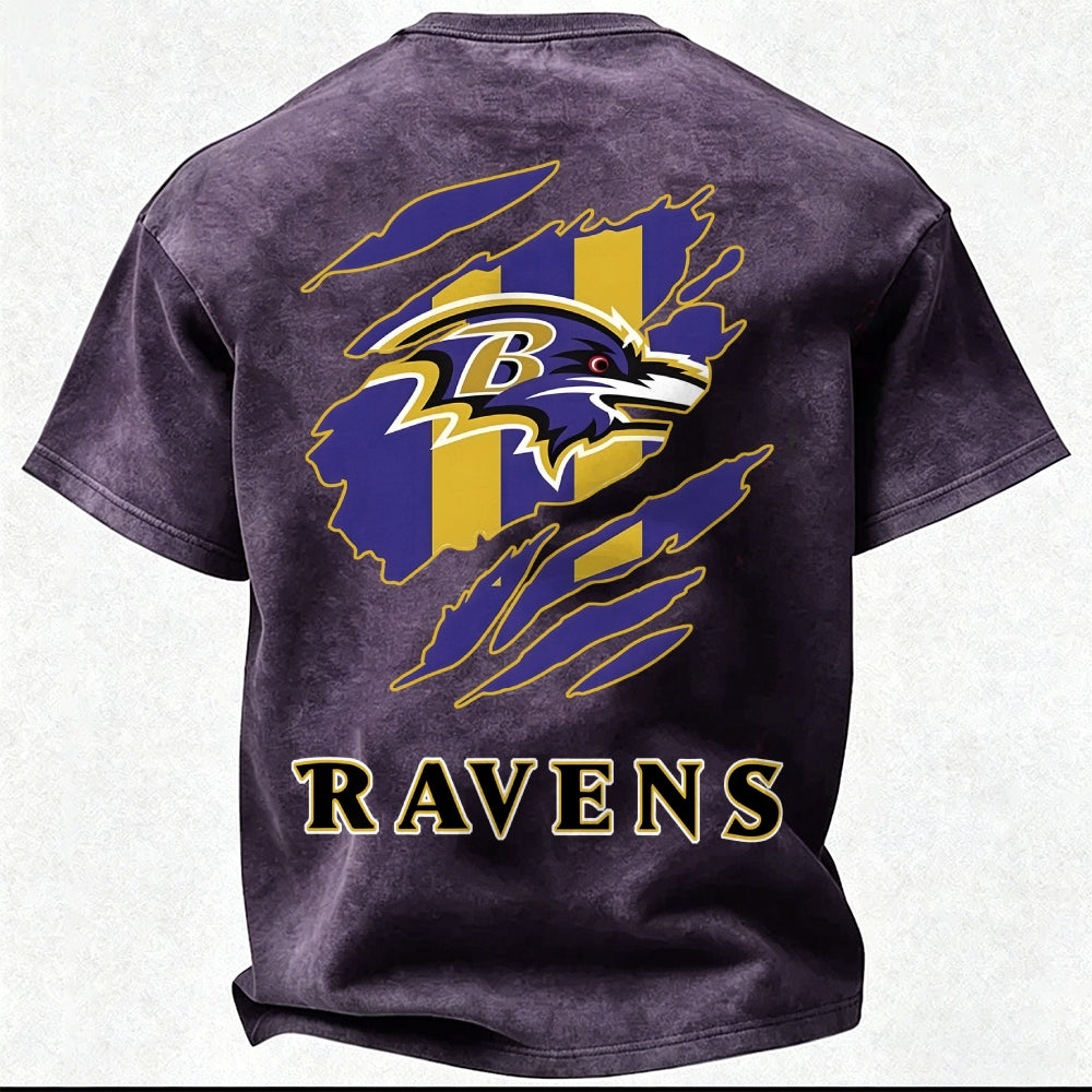 Baltimore Ravens Printed Unisex 100% Pure Cotton Washed T-Shirt