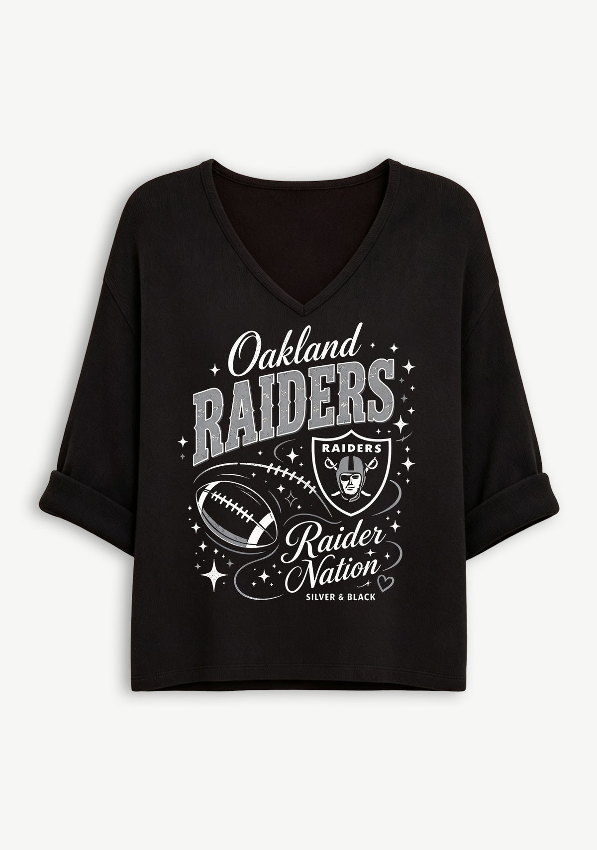 Women Oakland Raiders Sleeve Game Day Shirt