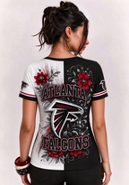 Women Atlanta Falcons Floral Henley T-Shirt