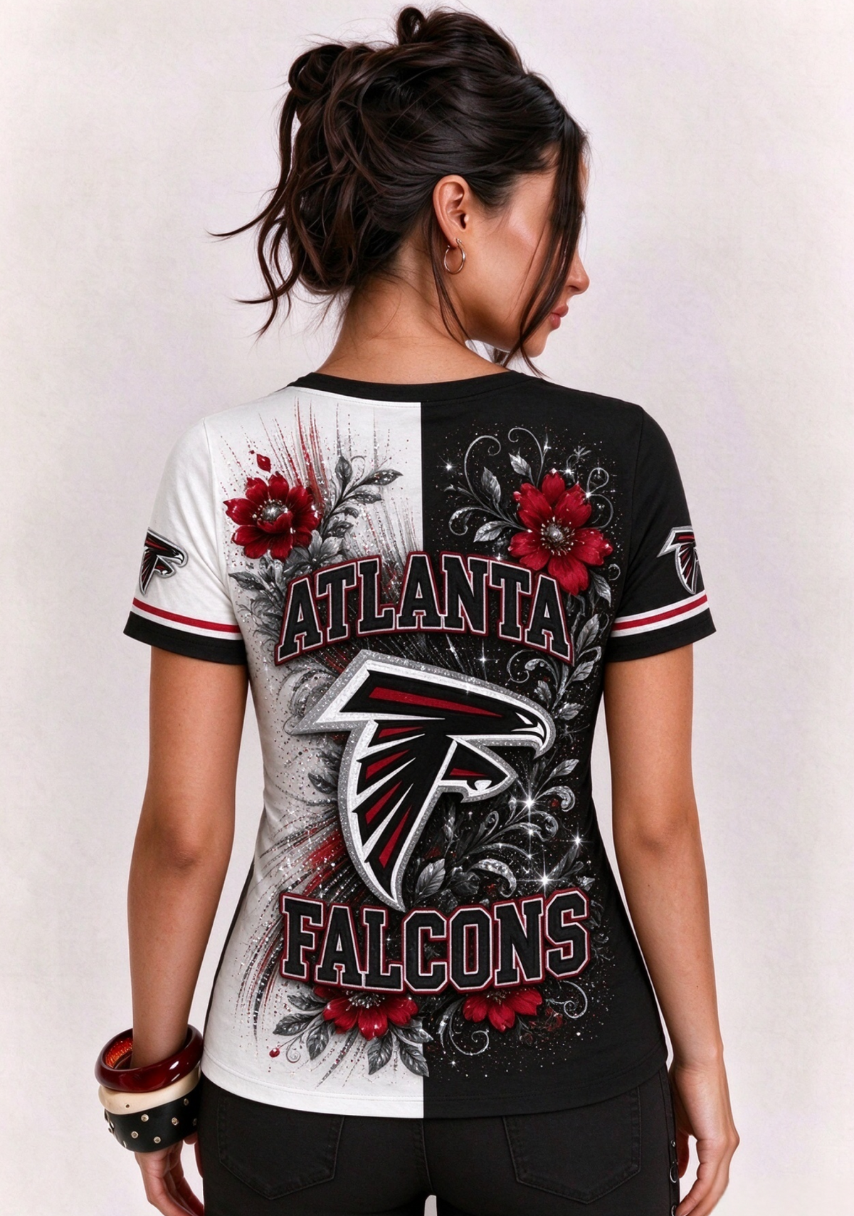 Women Atlanta Falcons Floral Henley T-Shirt