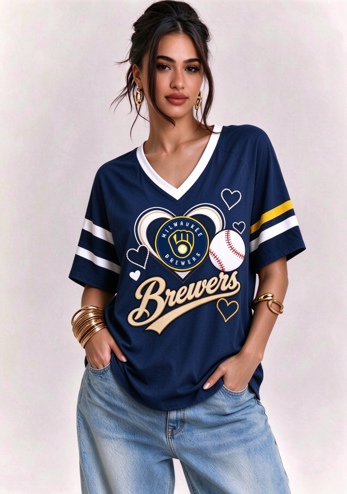 Women Milwaukee Brewers Baseball Graphic V-Neck T-Shirt Main image
