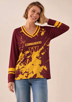 Women's Washington Commanders Graphic V Neck Long Sleeve Shirt